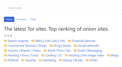 The latest Tor sites Top ranking of onion sites